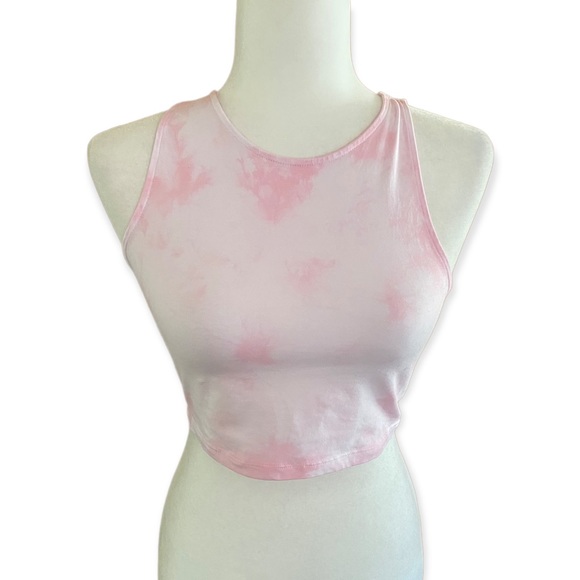 Talula • Pink Tie Dye Cropped Athletic Racerback Tank - Picture 1 of 11